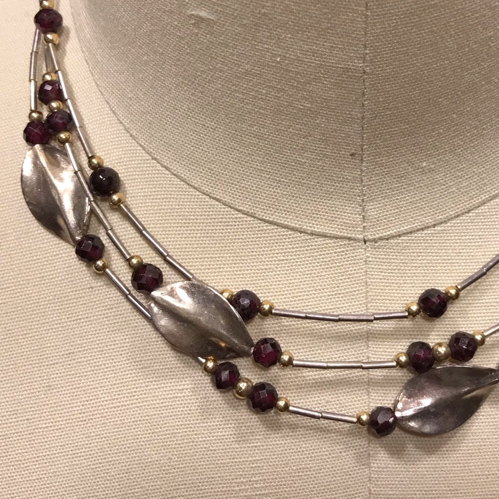 .925 sterling silver Israel designed & made necklace & earrings set Anthro style - Picture 10 of 16